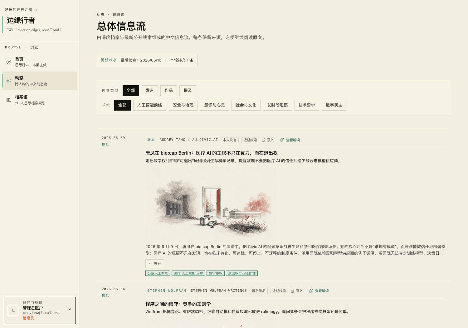 所有思想者信息汇流于此。
